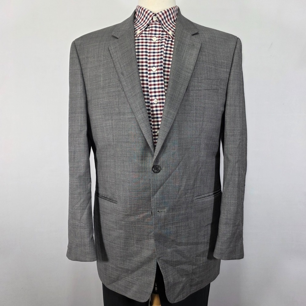 Chaps Men's Sport Coat Blazer Two Button Gray Sharkskin‎ Wool Size 42L